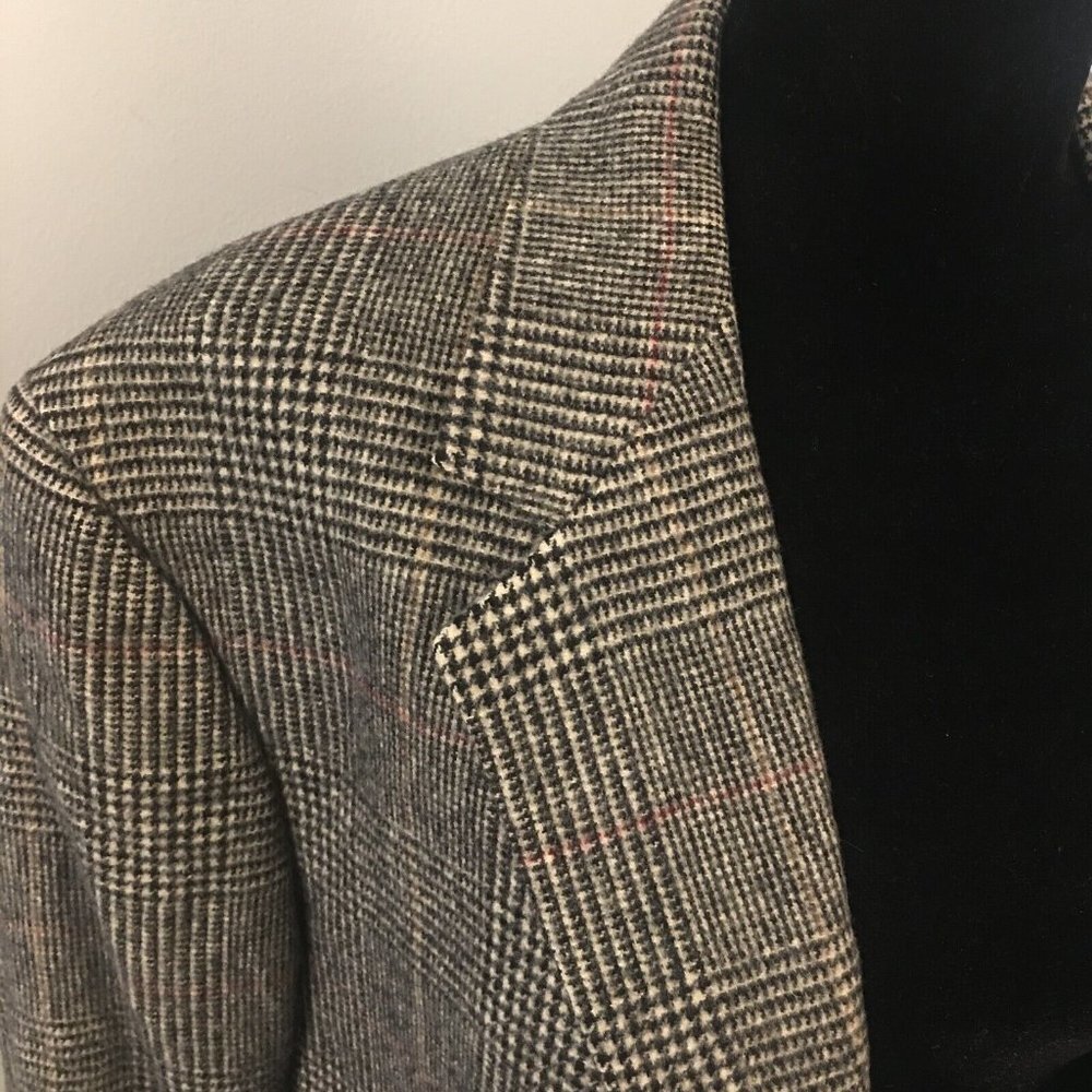 BROOKS BROTHERS Camel Hair Glen Plaid 2 Button Blazer Jacket Men's 44 Regular - Picture 4 of 11